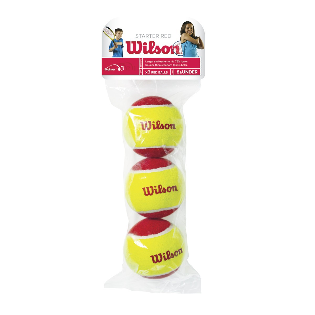 SACHET DE 3 BALLES WILSON STARTER RED